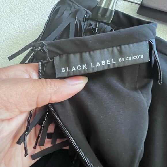 Black Label by Chico's Women's Black Beaded Fringe Skirt Gatsby Festival - Picture 4 of 6